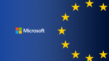 EU flag with Microsoft logo on the left