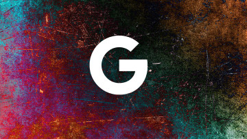 A Google logo on a colorful background