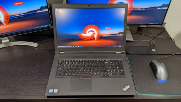 Lenovo ThinkPad P17 connected to two 4K monitors