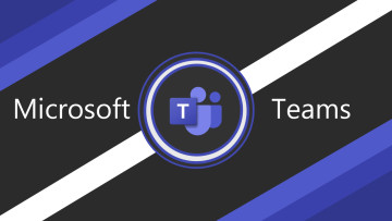 Microsoft Teams logo with shapes around it in the various colors of the Teams logo