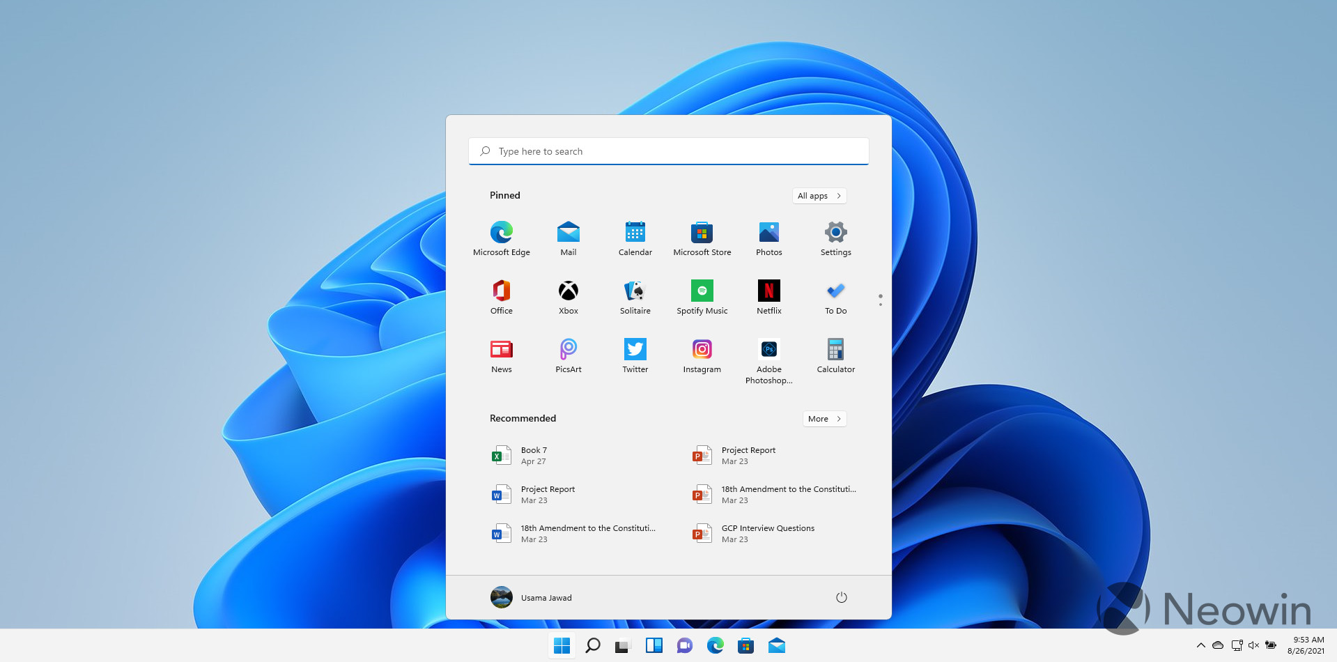 A screenshot of a Windows 11 desktop with Start menu open