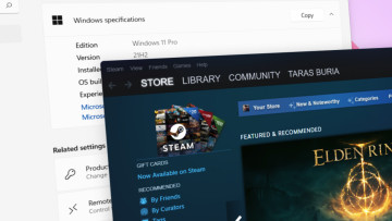 A Steam Launcher with the Windows 11 Settings app in the background