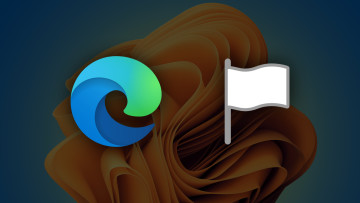 A Microsoft Edge logo next to a white flag indicating experimental features