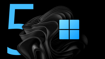 An image showing the Windows 11 logo next to letter five indicating five new features