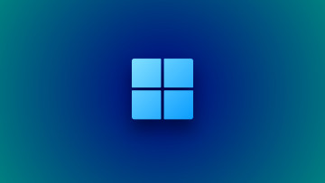 A Windows 11 logo with a gradient background