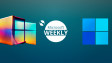 Microsoft Weekly graphic with an AI-generated logo of Windows 12 on the left and a Windows 11 logo o