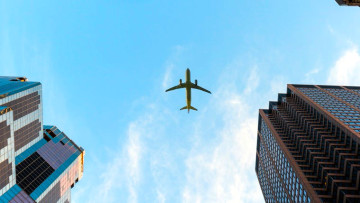 An airplane flying in the sky