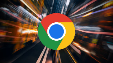 Chrome logo in front of fast traffic