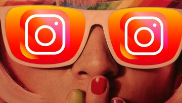 Girl wearing glasses with Instagram logo