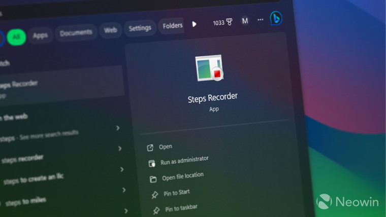 Steps Recorder in Windows Search