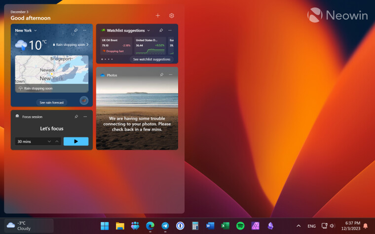 The Widgets board in Windows 11