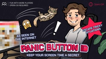 Promotional image for new panic button feature in Opera GX