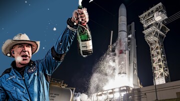 Jeff Bezos celebrating ULAs Vulcan maiden flight