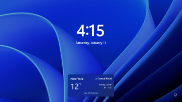 Windows 11s lock screen with a weather widget